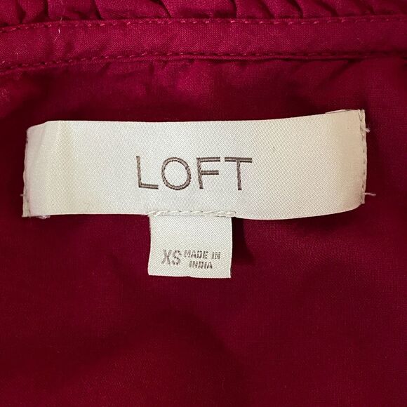 LOFT 2023 Pintucked Ruffle Shell Top Women's Size XS - Picture 3 of 7